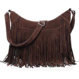 Fringe Hobo Bags for Women Vintage Suede Crossbody Bag Hippie Western Cowgirl Pu